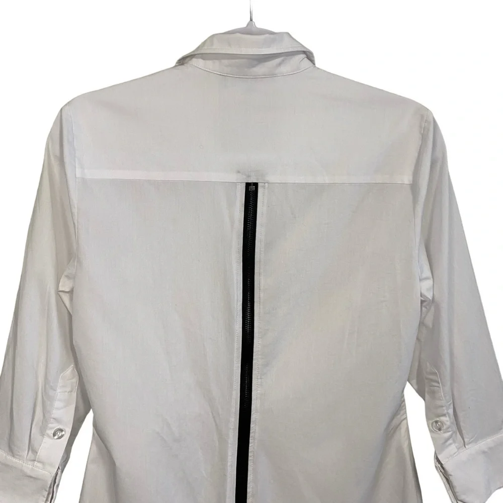 Edit by Jeanne Beker - White long Line Shirt/Black Zip Detail -S -China - Picture 4 of 15